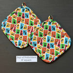 Pair of Musical Instrument Print Potholders