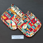 Pair of Abstract Music Print Potholders