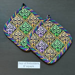 Pair of Mardi Gras Tiles Print Potholders