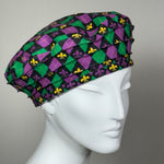 Kabuki Beret, Mardi Gras Argyle Print, Size Large