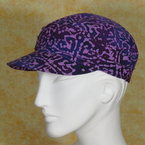Danby Cap, Purple Batik Print, Size Small