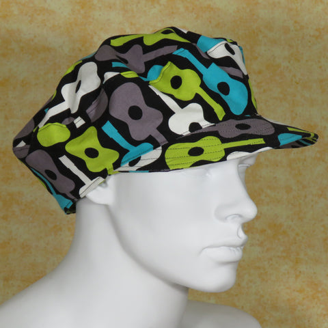 Taxi Cap, Groovy Guitars Print, Size Extra Large
