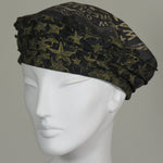 Watermeter Beret, Black with Star Print Side, Size Large