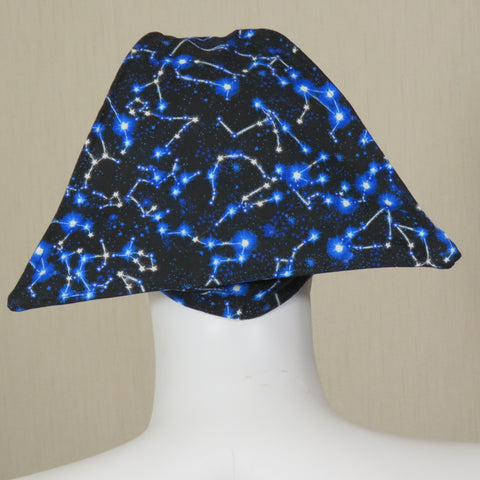 Kabuki Tri Fi, Electric Blue and White Constellations Print on Black, Size Medium