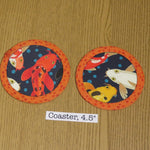 Set of Two Coasters, Koi Themed Print