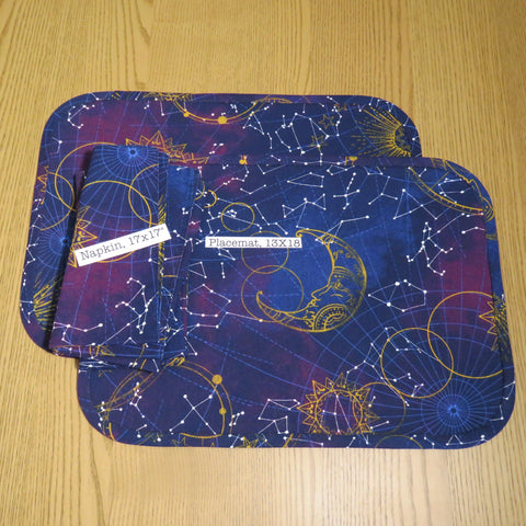 Pair of Placemats, Celestial Print