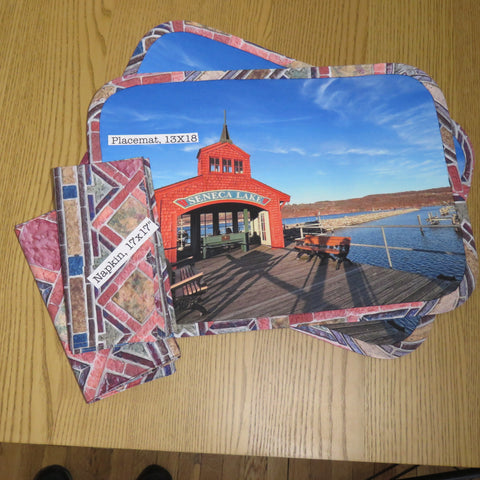 Placemat Set with Napkins, Seneca Lake Pier