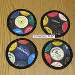 Set of four Coasters, Record Label Print