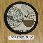 Coaster, Coffee Themed Print