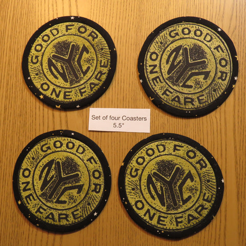 Set of Four NYC Subway Token-Inspired Coasters