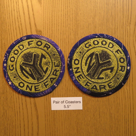 Set of Two NYC Subway Token-Inspired Coasters