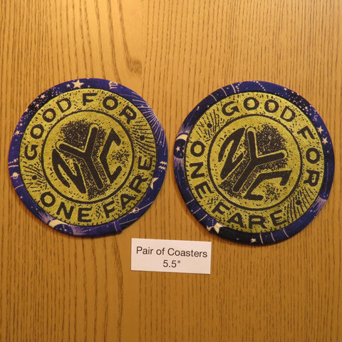 Set of Two NYC Subway Token-Inspired Coasters