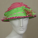 Frizbi, Pink and Green with Flower and Fabric Edge