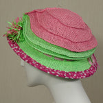 Frizbi, Pink and Green with Flower and Fabric Edge