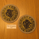 Set of Two NYC Subway Token-Inspired Coasters