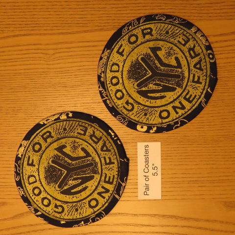 Set of Two NYC Subway Token-Inspired Coasters