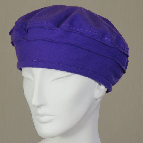 Kabuki Beret, Purple Cotton Flannel, Size Medium