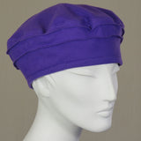 Kabuki Beret, Purple Cotton Flannel, Size Medium