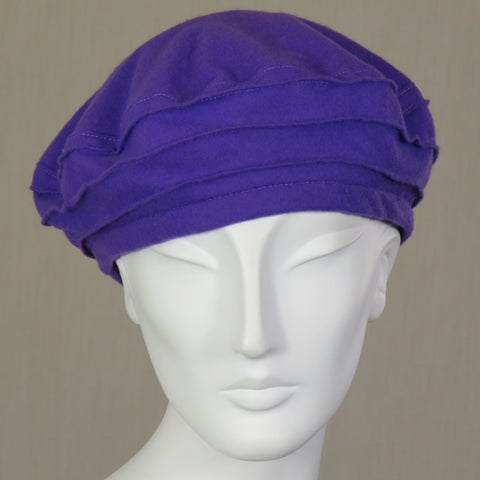 Kabuki Beret, Purple Cotton Flannel, Size Large