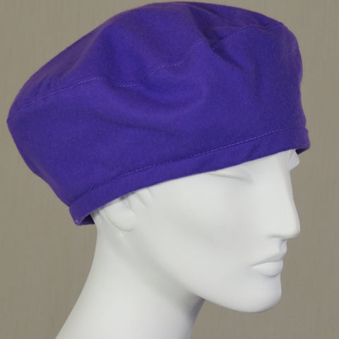 Kabuki Beret, Purple Cotton Flannel, Size Medium