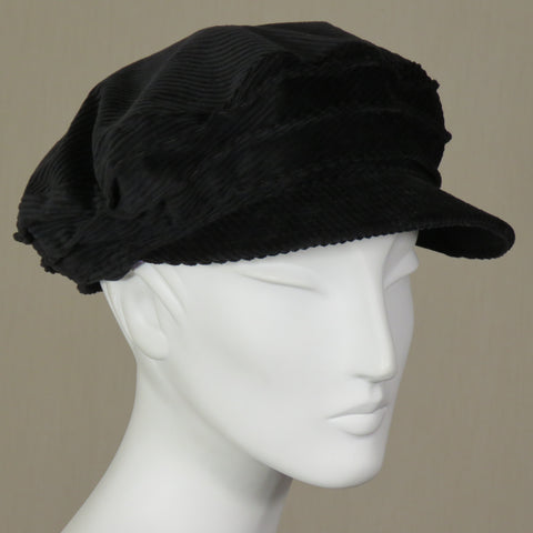 Kabuki Taxi Cap, Black Corduroy, Size Large