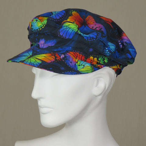 Kabuki Taxi Cap, Butterfly Print on Cotton, Size Medium