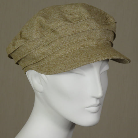 Kabuki Taxi Cap, Essex Yarn Dyed Linen, Khaki Tan, Size Small