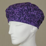 Kabuki Beret, Purple Batik Cotton, Size Small