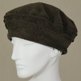 Kabuki Beret, Brown Corduroy, Size Large