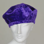 Kabuki Beret, Purple Embossed Velvet, Size Large