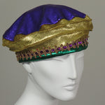 Beret, Mardi Gras, Foil Velvet, Size Medium