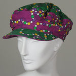 Taxi Cap, Mardi Gras Bead Print, Size Medium