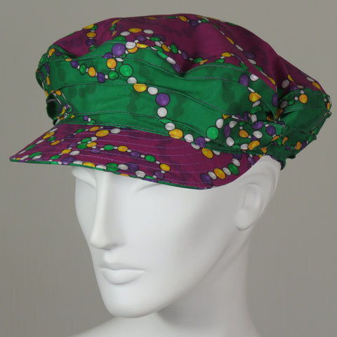 Taxi Cap, Mardi Gras Bead Print, Size Large