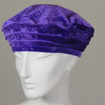 Beret, Mardi Gras, Embossed Purple Velvet, Size Medium