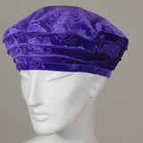 Beret, Mardi Gras, Embossed Purple Velvet, Size Medium