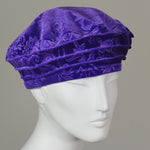 Beret, Mardi Gras, Embossed Purple Velvet, Size Medium