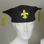 Kabuki Tri Fi, Glittery Black Cotton with Fleur de Lis and Tassels, Size Medium