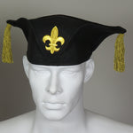 Kabuki Tri Fi, Glittery Black Cotton with Fleur de Lis and Tassels, Size Large