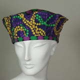 Kabuki Crown, Mardi Gras, Beads and Argyle Print, Size Medium