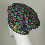 Kabuki Crown, Mardi Gras, Beads and Argyle Print, Size Medium