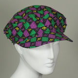 Taxi Cap, Mardi Gras Tartan Print, Size Medium