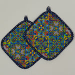 Pair of Talavera Tile Print Potholders