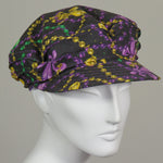 Taxi Cap, Mardi Gras Bead and Fleur De Lis Print, Size Medium