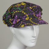 Taxi Cap, Mardi Gras Bead and Fleur De Lis Print, Size Medium