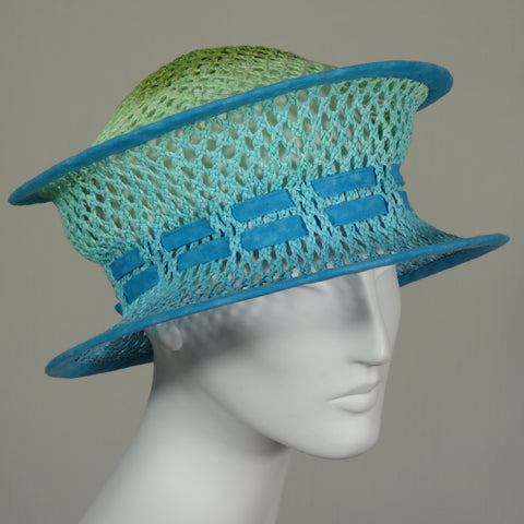 Pop-up, Blue and Olive Ombre Mesh with Blue Edge