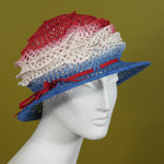 Frizbi, Blue, White and Red Mesh Ombre with Edge