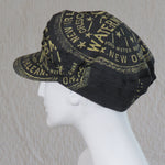 Taxi Cap, Watermeter Print in Black and Gold, Size Large