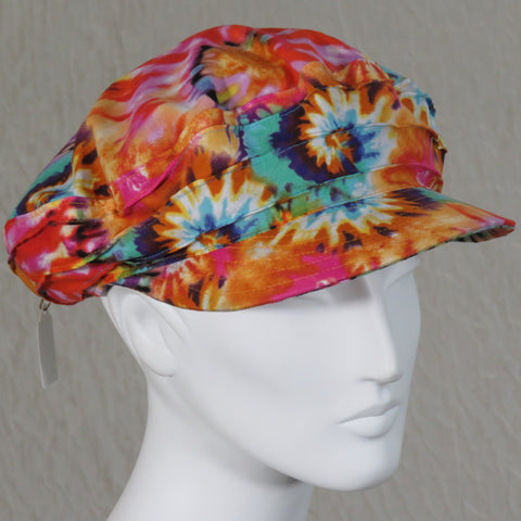 Taxi Cap, Pink and Orange Tie Dye, Size Large