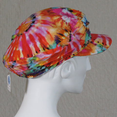 Taxi Cap, Pink and Orange Tie Dye, Size Large