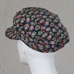 Taxi Cap, Sugar Skulls on Black, Size Medium